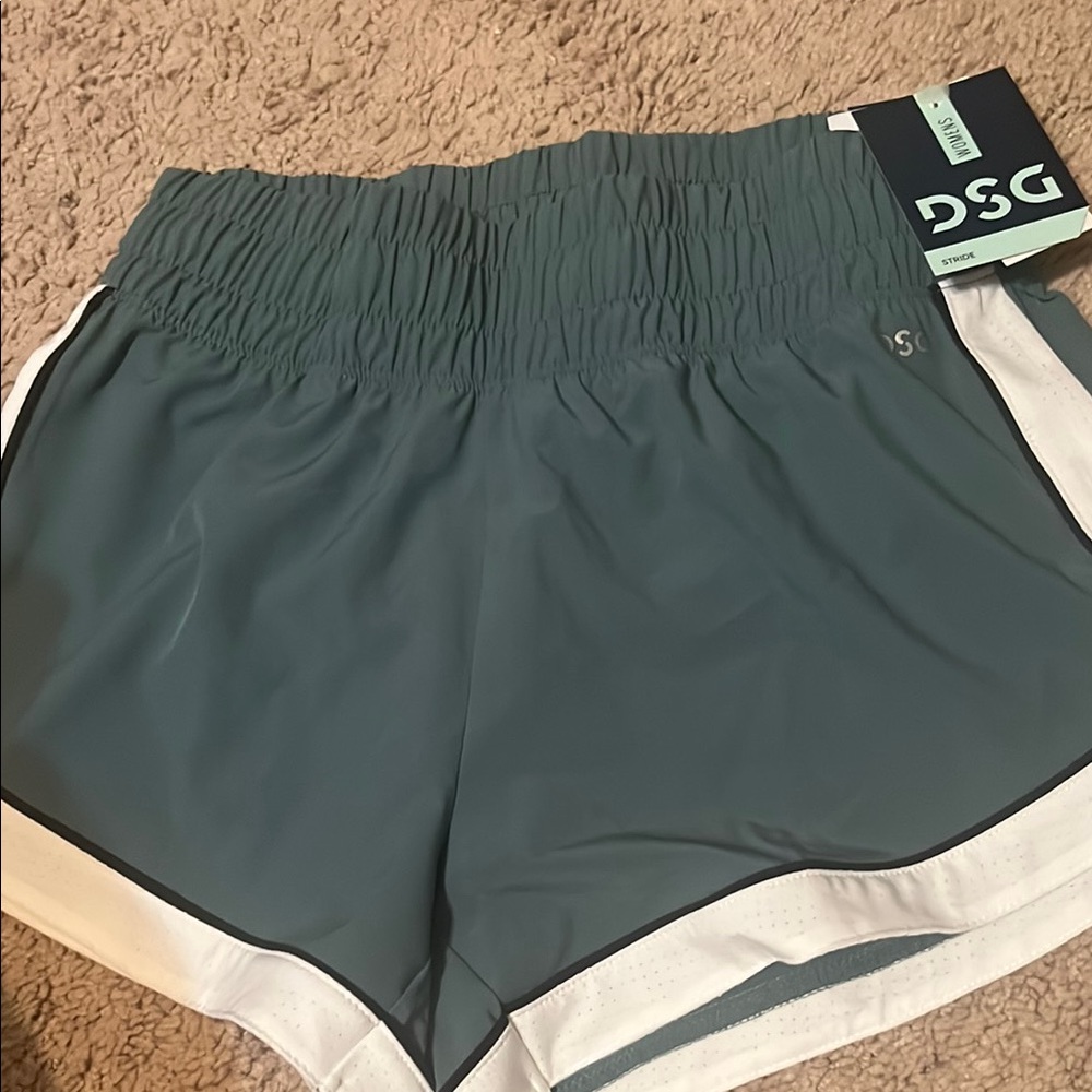 Brand New DSG Green and White Athletic Shorts with Elastic Waistband